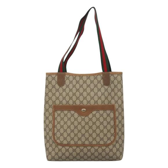 GUCCI GG Supreme Web Sherry Line Bag PVC Beige Green Red 40 02 003 Auth ki5541 - Picture 13 of 16